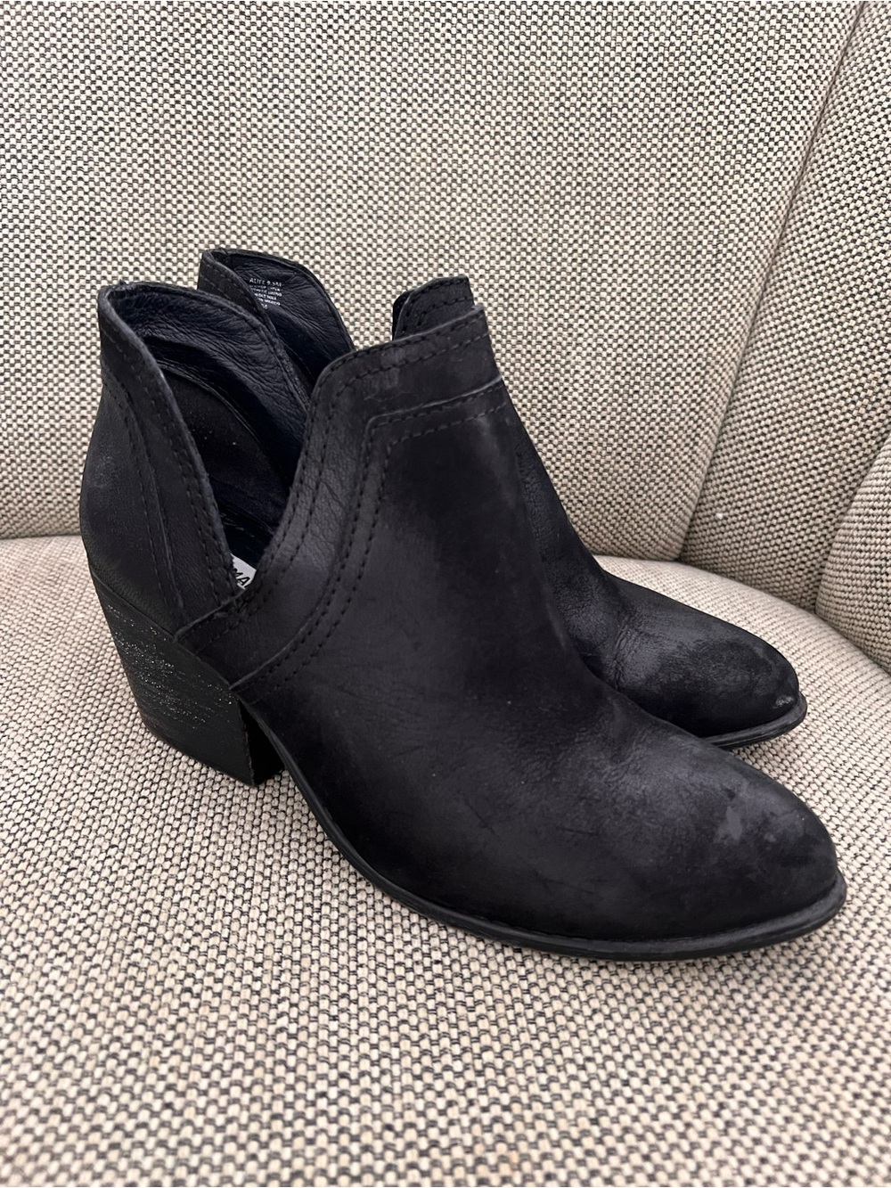 Steve Madden Black Suede Ankle Booties with Block Heel